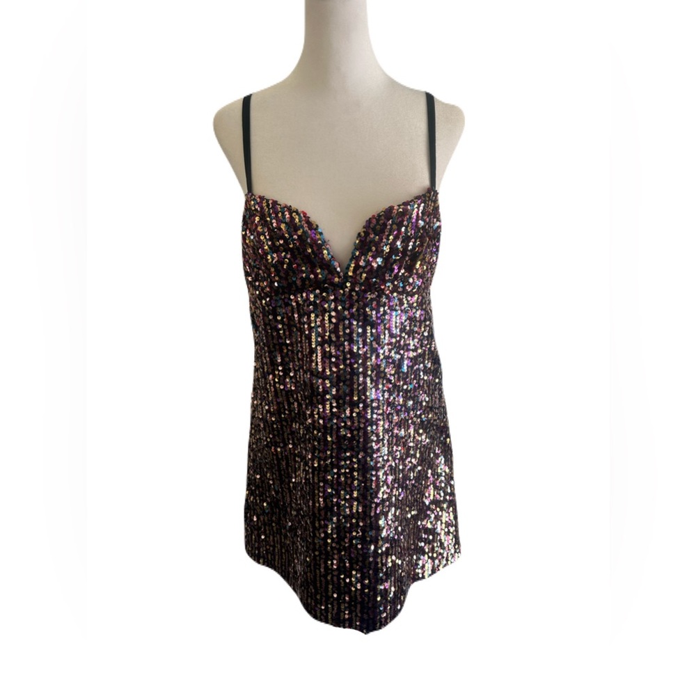 Zara V-Neck Sequin Mini Dress, Like New - Picture 5 of 8